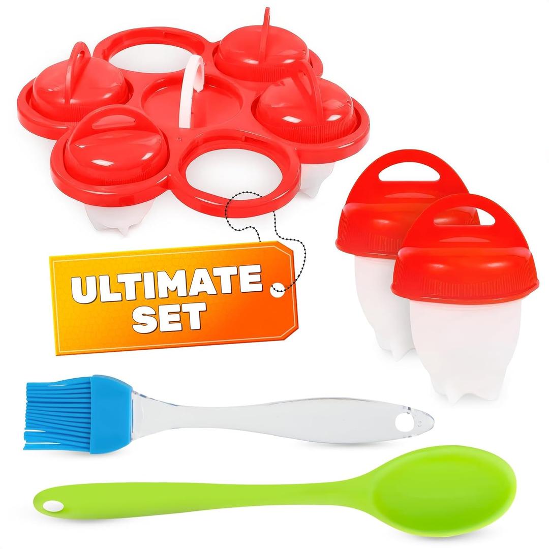 Egg Crafter Cooking Pods - Set of 6 Hard Boiled Egg Cooker No Shell, Space-Saving Silicone Build, Heat Resistant & Reusable Cups for Quick Prep - Lightweight Design for Daily Kitchen Use