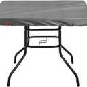 Outdoor Square Table Cover Waterproof UV-Resistant for 28 x 28 Inch Patio Tables - Heavy Duty Weatherproof Table Top Protector with Elastic Hem (Grey)