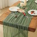 Leetaltree 1 Pack Sage Green Cheesecloth Table Runner, 35x120 Inch Boho Rustic Cheese Cloth, Decorative Table Runners for Bridal Baby Shower Decorations or Wedding Table Decorations