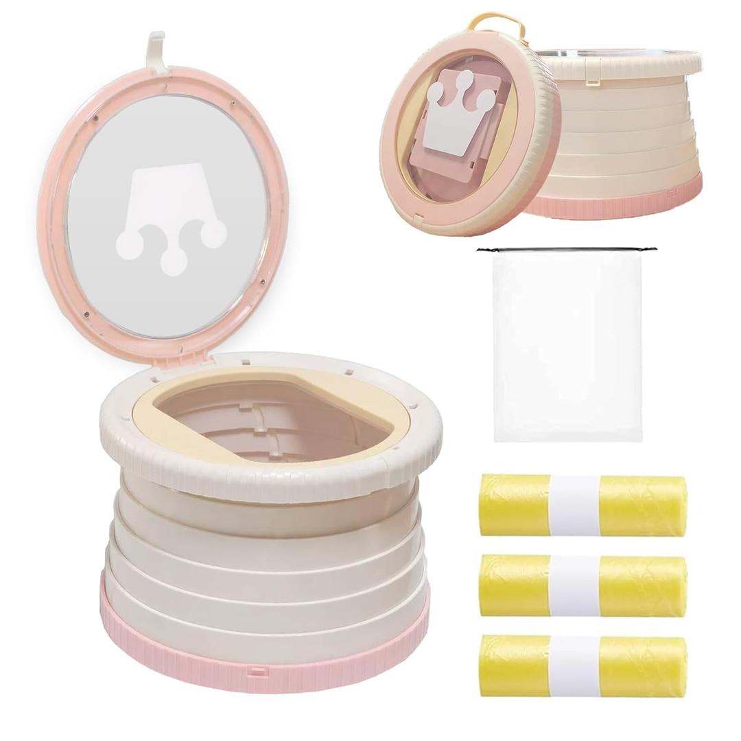 SunnySmile Portable Toilet for Kids,Portable Potty Seat for Toddler Travel,Travel Potty with Travel Bag, Applicable to Camping, Indoor/Outdoor Use, Includes 45 Replacement Bags (Pink)