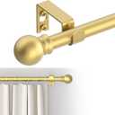 Curtain Rods for windows 32-62 inch, 5/8 inch Decorative Gold Splicing Heavy Duty Metal Curtain Rod set with Brackets