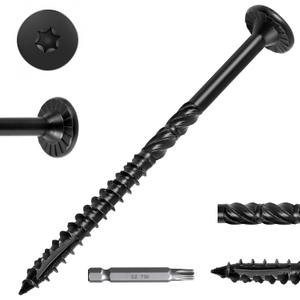 FMhotu #14 Heavy-Duty Wood Screws, Star Drive Deck Screws, Rust Resistant Timber Screws for Timber/Log/Landscaping Wood (4-1/2 Inch,500Pcs,Black)