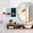 3 Pcs Fall Thanksgiving Hand Towels Embroidered Pumpkin Maple Leaf Bathroom Towels for Fall Bathroom Kitchen Decor Thanksgiving Gift, 29.5 x 13.8 Inch(Dark Blue, Light Blue, White)