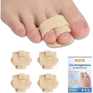 Hammer Toe Correctors for Women & Men - 4 Pcs Adjustable Toe Splints with Aluminum Support for Broken, Curled, or Bent Toes - Pain Relief & Toe Alignment