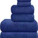 MyOwn Premium Cotton 6 Pack Towel Set for Bathroom, Contains 2 Bath Towels 28x55 inch, 2 Hand Towels 16x24 inch & 2 Wash Coths 12x12 inch, Ideal Everyday use, Compact & Lightweight - Navy Blue