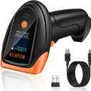 KUIIYER Bluetooth Barcode Scanner, Wireless 2D QR 1D Bar Code Scanners with LCD Digital Display & AI Voice, Plug & Play Handheld Barcode Reader for iPhone, Android, iPad, Tablet, PC Computers & POS