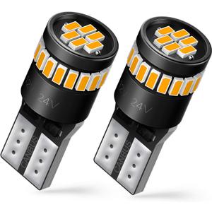 AUXITO 194 LED Bulb Amber Yellow 168 2825 W5W T10 Wedge 24-SMD 3014 Chipsets Replacement Bulbs for Car Dome Map License Plate Courtesy Step Lights (Pack of 2)