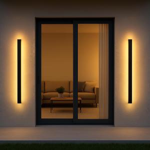 2 Pack Long Outdoor Wall Light 47.24 Inch Waterproof Ip65 Linear Wall Sconce, 38W Rectangular Frosted White Acrylic Exterior Lighting Fixture for House, Living Room, Porch, Garage (3000K Warm Light)