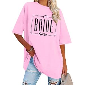 Bride Shirt Bachelorette Crew Shirts - Oversized Future Mrs Bride to Be Tshirt Bridal Party Wedding Casual Tee Tops (M)