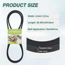 Yesker 592855201 532130969 130969 Deck Drive Belt for Craftsman Husqvarna YTH22V46 YTH24K48 YTH18542 Poulan Jonsered AYP Tractor Durable Aramid Cord 92.45" Lawn Mower Belts Replaces 584444701 21546080