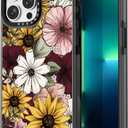 Compatible for iPhone 13 Pro Max Case Cute Aesthetic - Durable Shockproof 6.6 ft Drop Impact Phone Case Cover with Funny Fashion Sunflower 6.7" Black