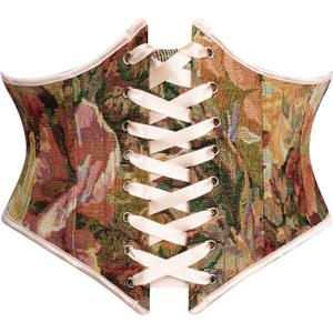 Scarlet Darkness Women's Corset Belt Renaissance Underbust Corset Floral Lace Up Boned Waist Belts (8)