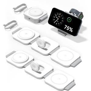 2Pack 3 in 1 Charging Station for Apple Multiple Devices Foldable Magnetic Fast Wireless Charger Dock, Travel Charging Pad for iPhone 17 16 15 14 13 12 Series Apple Watch Series & AirPods 4/3/2/Pro