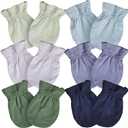 PurComfy SuperSoft Baby Mittens, Bamboo Viscose Infant Newborn Mittens for Girls Boys No Scratch Gloves 6 Pack (Rainbow Gem Blues)