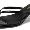DREAM PAIRS Kitten Heels for Women Flip Flop Low Heels Square Open Toe Sandals Thong 1.96 Inch Heeled Sandals for Summer Vocation (7.5, Black)