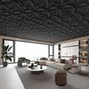 WOWSTAR 12-Pack 24"x24" Drop Ceiling Tiles, Waterproof Glue Up Ceiling Decor, Black