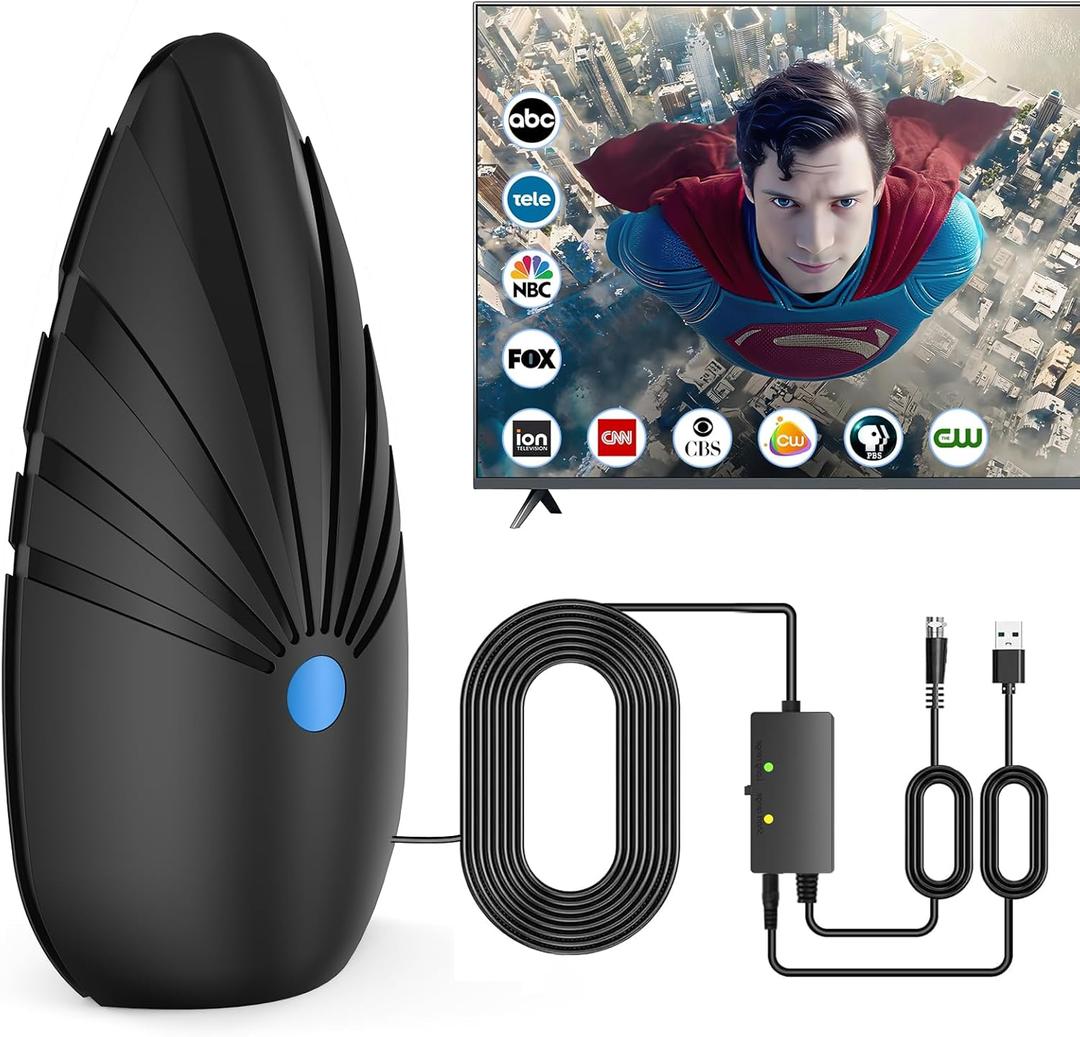 2025 TV Antenna Indoor,Long Range Antenna for Smart TV with Signal Booster,Digital Antenna for Easy Installation and All Smart/Old TVs, Supports 4K 1080P VHF UHF