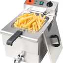 Valgus 1750W Stainless Steel Electric Deep Fryer 12L Large Capacity Countertop Kitchen Frying Machine with Basket & Lid, Drain System