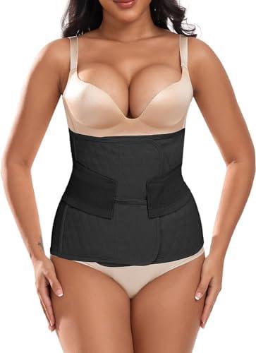 Moolida Abdominal Binder Post Surgery Postpartum Belly Band Belly Wrap Hernia Belt Stomach Compression Wrap C-Section,Black,S/M