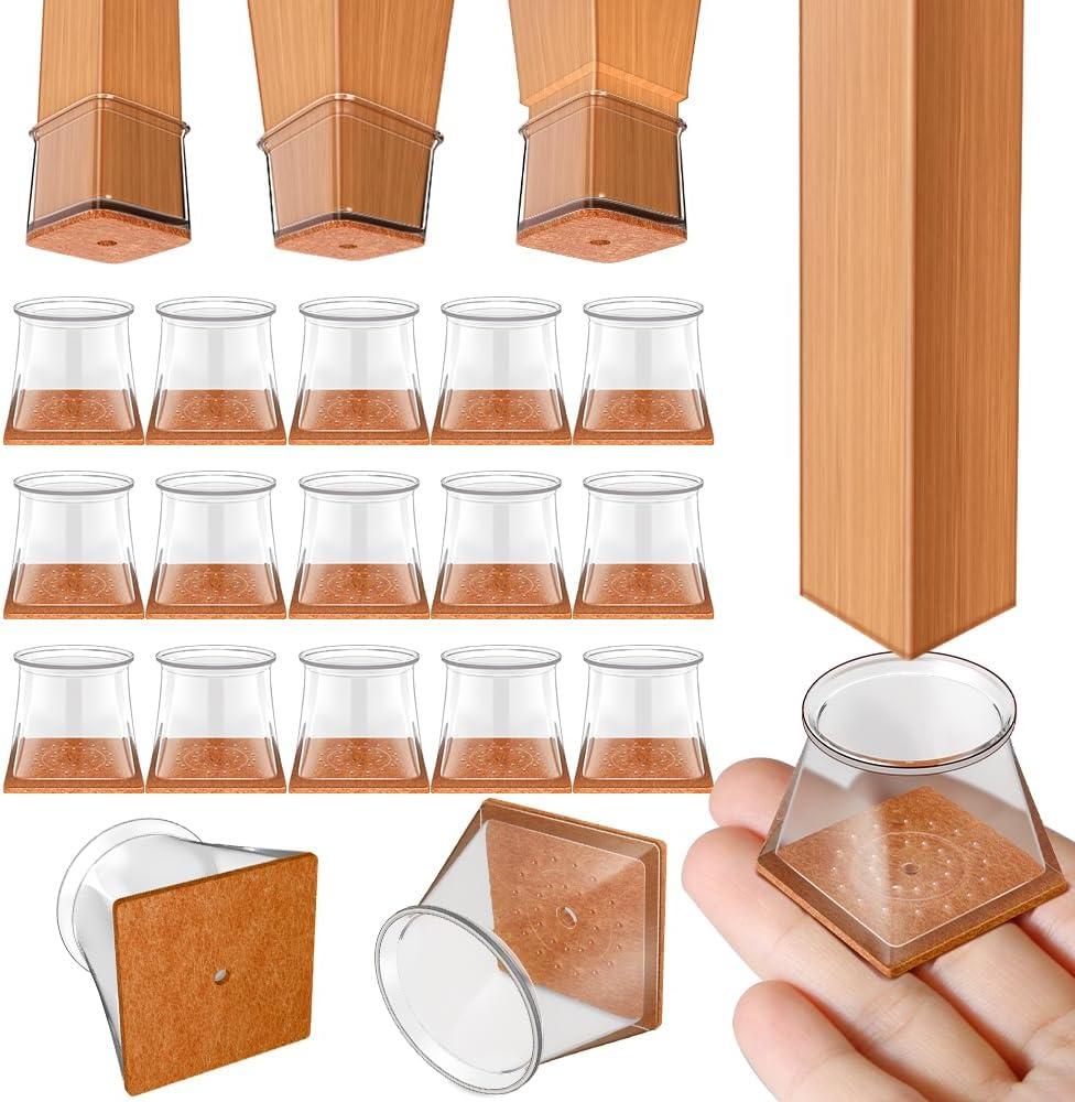 Ansible 24 pcs Square Extra Large Chair Leg Floor Protectors, Furniture Felt Pads Silicone Covers caps for Chairs,Chair Leg Protectors for Hardwood Floors (X-Large fit:1-5/8'' to 1-14/16'')