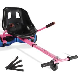 Hoverboard Seat Attachment 265lbs Capacity, 26"-34.5" Adjustable Length Hover Board Go Kart Accessory w/Comfortable&Sturdy Seat,Go Cart Compatible with 6.5 8 10 Hoverboard, Kids Adults (pink)