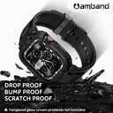 amBand Bands Compatible with Apple Watch 9/8/7/6/5/4 & SE 3/2/1 45mm/44mm Case for Men, M1 Sport Series Rugged Case Protective Cover for iWatch SE3/SE2/6/SE/5/4 44/45 mm Men Black