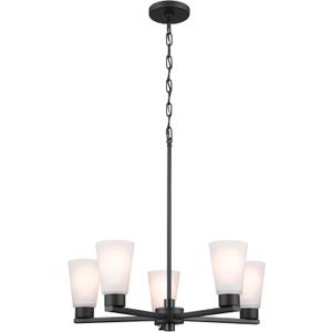 Kichler Stamos 5-Light Chandelier, Modern Ceiling Light Fixture for Living Room, Dining Room, Bedroom, or Foyer, In Black, (24" W x 15")