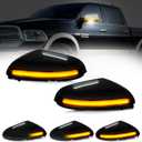 D-Lumina Sequential LED Side Mirror Turn Signal Lights Smoked Lens Puddle Light Assembly for Dodge Ram 1500 2009-2018, Ram 2500 3500 2010-2018, Dynamic Indicator Strip Mirror Marker Lamp, Pack of 2 (Smoked Cover Sequential Amber  White)