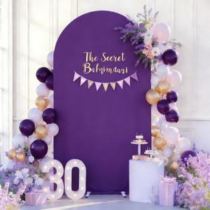 6.6FT Purple Arch Backdrop Cover,Spandex Fitted Wedding Arch Stand Covers Round Top Chiara Arch Covers Stretchy Backdrop for Birthday Party Wedding Ceremony Banquet Decoration