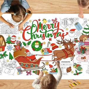 Artlunar Stocking Stuffers for Kids Christmas Giant Coloring Poster & Tablecloth  31 x 72 Inches Jumbo Paper Coloring Banner for Kids' Christmas Crafts Activities Toys Parties Classroom Decor