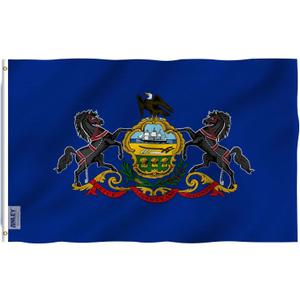 Anley Fly Breeze 3x5 Foot Pennsylvania State Flag - Vivid Color and Fade Proof - Canvas Header and Double Stitched - Pennsylvania PA Flags Polyester with Brass Grommets 3 X 5 Ft