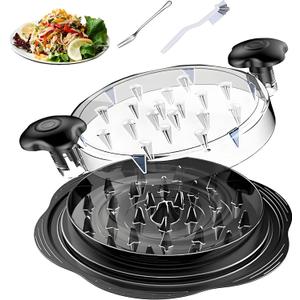 Chicken Shredder Tool with Brush - 10" Meat Grinder for Pulled Pork, Beef & Vegetables | Non-Slip flower Base, Dishwasher Safe & Ergonomic Grip,Black