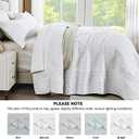 ENJOHOS Oversized King Quilt White, 128x120 California King Bedspread, 3 Piece Soft Microfiber Lightweight Extra Wide Bedding Comforter Set, Vintage Boho Striped Pattern Summer Coverlet