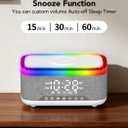 Bluetooth Speaker with Wireless Charging, Alarm Clock Radio for Bedrooms 6 in 1 Dimmable Digital Clock with FM Radio White Noise Charging Station RGB LED Night Light for iPhone Samsung