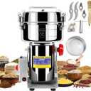 Electric Grain Mill Grinder Flour, 1000g Corn Fine Powder Rice Grinder Wheat Mill for Home Kitchen Commercial Stainless Steel Spice Food Pepper Coffee Beans (Swing Type) (1000G+304 Stainless Steel)