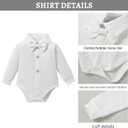 SANMIO Baby Boy Clothes Suits Infant Gentleman Outfit Collared Dress Shirt+Vest+Tie+Corsage+Pants 5Pcs Baby Suit Sets, Size: 12-18M