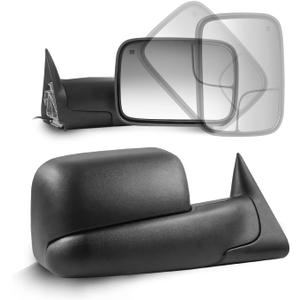 MOSTPLUS Power Heated Towing Mirror Compatible for 1998 1999 2000 2001 2002 Dodge Ram 1500 2500 3500 with Manul Telescoping (Set of 2) (Black)