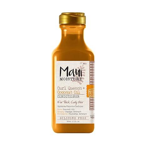 Maui Moisture Curl Quench + Coconut Oil CurlDefining AntiFrizz Conditioner to Hydrate and Detangle Tight Curly Hair, Softening Conditioner, Vegan, Silicone & ParabenFree, 13 fl oz