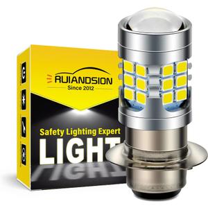 Ruiandsion H6M Light Bulb DC 6V P15D-25-1 Super Bright 2835 30SMD Chips P15D Motorcycle Light Bulb with High Low Beam,White