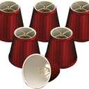 Royal Designs CS-1010-5-BUR/ST-6 Clip On Empire Chandelier Lamp Shade, 3" x 5" x 4.5", Burgundy Stripe, Set of 6