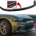 Front Bumper Lip SRT-Style Carbon Fiber Look Spoiler Splitter Compatible with Dodge Charger 2015-2023 SRT/Hellcats/Scat Pack/Daytona/RT 392 Accessories (Gloss Black)