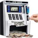 ATM Piggy Bank for Kids, ATM Machine for Real Money with Debit Card, Bill Feeder, Coin Recognition, Balance Calculator, Electronic Savings Safe Box, Gifts for Teen Boys Girls, Medium