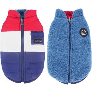 Warm Dog Coat Reversible Dogs Jaket for Small Medium Large Dog Puppy Winter Size XS (XS-Chest(14.96"), Navy)