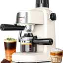 KEENSTAR 3.5Bar Espresso Machine with Milk Frother, 800W Compact Espresso and Cappuccino Machine with Preheating Function, 4 Cup Espresso Maker for Cappuccino or Latte, Gift for Coffee Lover (Creamwhite)