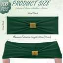 Hahafelt 100 Pcs Spandex Chair Sashes Bows with Rhinestone Ring Buckle Slider Elastic Universal Bowknot Chair Cover Bands Ties for Wedding Banquet Ceremony Event Party Decoration(Dark Green)