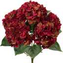 Red Hydrangea Artificial Flowers Large Artificial Hydrangeas Silk Dark Red Fall Flowers Faux Fall Burgundy Flower for Home Decor Indoor Wedding Bouquets Kitchen Centerpiece Table Decorations