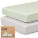 KeaBabies 2-Pack Fitted Crib Sheets for Boys, Girls, Baby - Soft Bamboo Viscose Cotton, 52x28 Standard Crib Mattress Sheets, Toddler Bed Mattress Cover, Gender Neutral, Breathable, Durable (Sage)