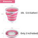 Collapsible Bucket 10L 2.6 Gallon Cleaning Bucket Mop Bucket Folding Foldable Portable Small Plastic Water Supplies for Outdoor Garden Camping Fishing Car Wash Space Saving Pink