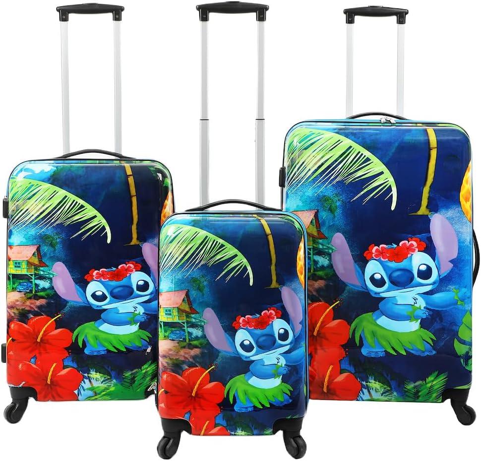 Bioworld Lilo and Stitch 3-Piece Luggage Set - 20", 24", and 28" Rolling Suitcases