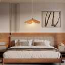 19.6" Boho Plug in Hanging Lamps, 16.4FT Dimmable Hemp Rope Pendant Light Cord Kit, Hand Woven Coastal Plug in Cord Hanging Lighting Fixture for Bedroom Living Room Kitchen Dining Room (Bulb Included)